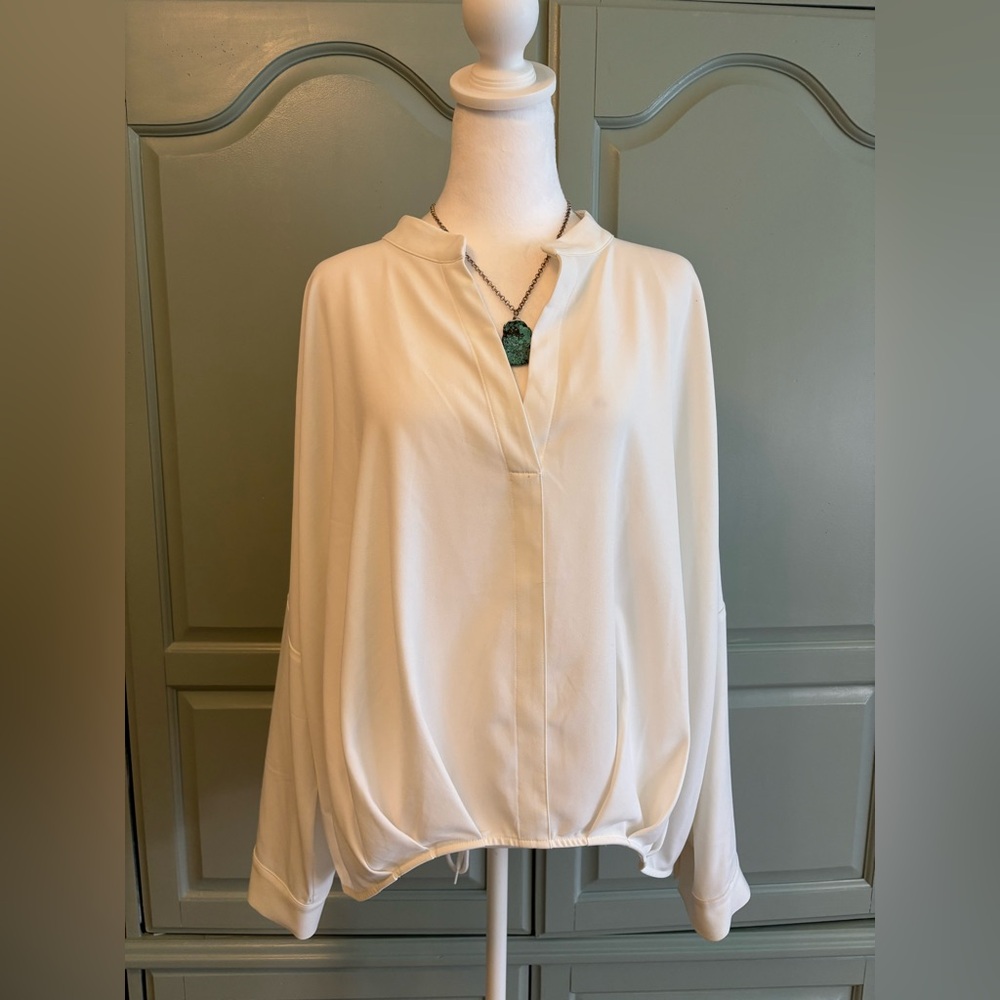 Womans long sleeve cream dress top prologue size L